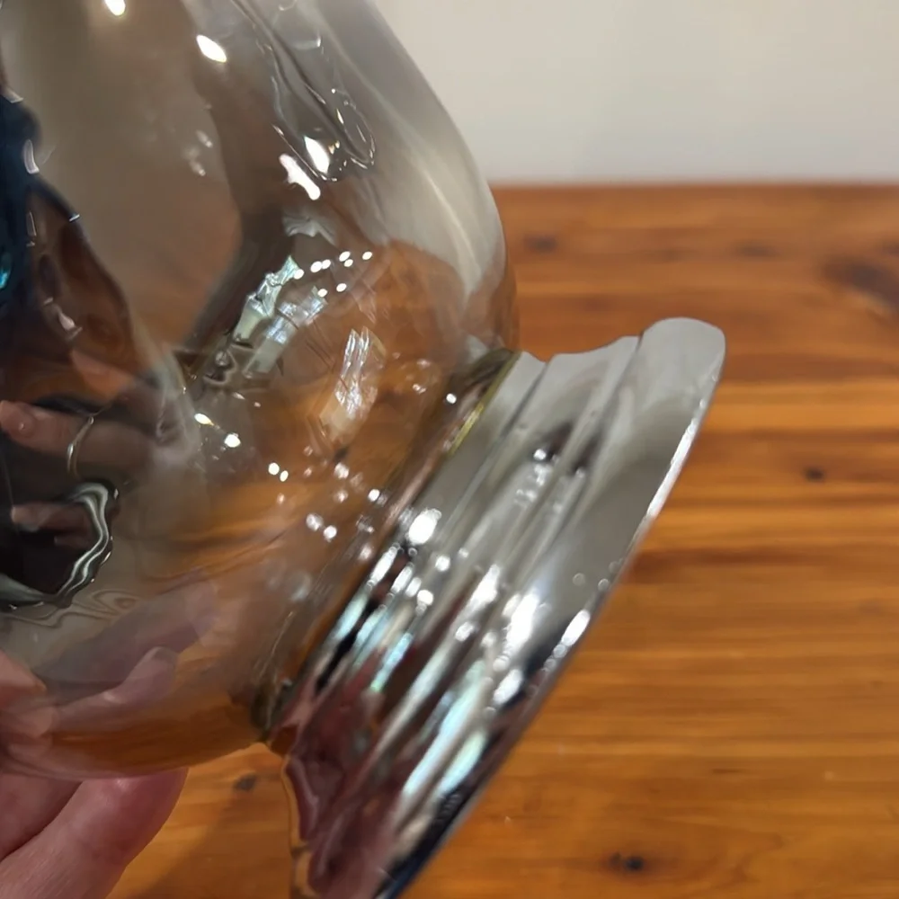 Vintage MCM Silver Ombre Fade Small Footed Bowl